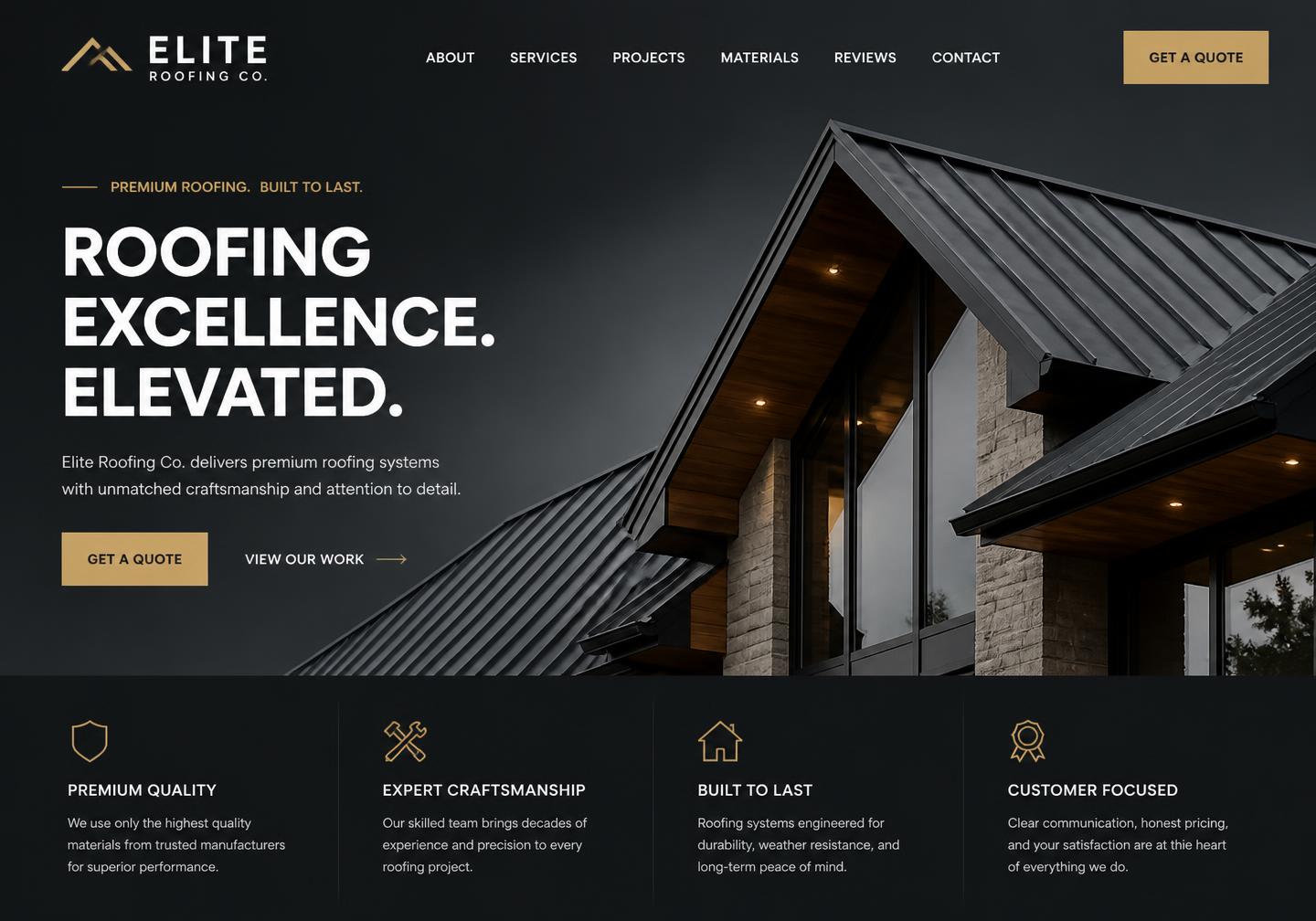 Elite Roofing Co. premium website design concept