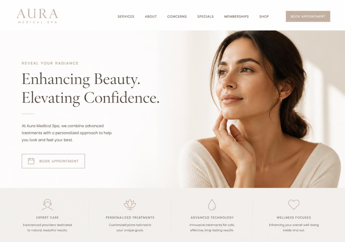 Aura Medical Spa premium website design concept